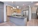 Modern kitchen featuring a gray island, stainless steel appliances, and stylish pendant lighting at 1821 N Grove St, Denver, CO 80204