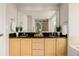 Bathroom featuring dual sinks, a large mirror, and contemporary finishes at 1653 S Logan St, Denver, CO 80210