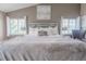 Relaxing bedroom features a plush bed, soft lighting and windows on either side of the bed at 1586 S Goldbug Cir, Aurora, CO 80018