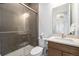 Modern bathroom featuring a glass-enclosed shower, sleek vanity, and contemporary fixtures at 7202 Canyonpoint Rd, Castle Pines, CO 80108