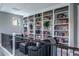 Upper level library features extensive shelving and comfortable seating at 230 S Big Meadow Trl, Franktown, CO 80116