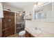 Modern bathroom with a walk-in shower, tiled walls, and a sleek vanity at 45 Bridge St, Breckenridge, CO 80424