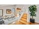 Inviting living room featuring hardwood floors, a comfortable sofa, and decorative accents at 4534 Palmer Ct, Longmont, CO 80503