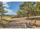 Relaxing backyard area with a chair overlooking a scenic view of mountains and a wooden fence at 3163 Soaring Eagle Ln, Castle Rock, CO 80109