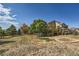 Spacious backyard featuring mature trees, landscaping and the rear elevation of the house at 3163 Soaring Eagle Ln, Castle Rock, CO 80109