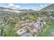 Panoramic aerial shot of a charming neighborhood nestled among rolling hills and mountain scenery at 415 Butte Pkwy, Golden, CO 80403