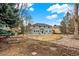 Expansive backyard featuring a well-maintained lawn, a patio area, and mature trees, providing a serene outdoor space at 7271 Brixham Cir, Castle Pines, CO 80108