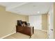 Cozy basement office with neutral walls, carpet, recessed lighting and a large desk, perfect for working from home at 7271 Brixham Cir, Castle Pines, CO 80108