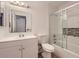 Bathroom with shower/tub and modern vanity at 6475 S Dayton St # 102, Englewood, CO 80111