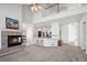 Spacious living room features a fireplace and high ceilings at 458 Whitetail Cir, Lafayette, CO 80026