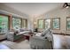 Comfortable living room featuring large windows with picturesque views of the trees at 1345 Witter Gulch Rd, Evergreen, CO 80439