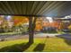 Autumn leaves on tree in front yard, view from covered patio at 5285 Gladiola St, Arvada, CO 80002