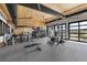 Well-equipped gym with natural light, modern equipment, weights, and mirrors for a complete fitness experience at 199 Simmental Loop, Castle Rock, CO 80104