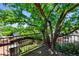 Balcony with iron railing overlooks yard with mature trees at 1215 S Ogden St, Denver, CO 80210
