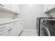 Convenient laundry room with modern washer and dryer, sink, and white cabinets at 1215 S Ogden St, Denver, CO 80210