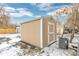 Backyard storage shed providing extra room for gardening and outdoor equipment at 47 S Hazel Ct, Denver, CO 80219