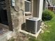 AC Unit with brick siding, concrete pad and well kept landscape at 1778 S Lee St, Lakewood, CO 80232
