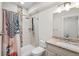 Updated bathroom with stand up shower and granite countertop sink at 5372 W 68Th Ave, Arvada, CO 80003