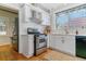 Modern kitchen with stainless steel appliances and white cabinets at 3041 W 40Th Ave, Denver, CO 80211