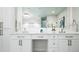 Modern bathroom features dual sinks, large mirror and elegant finishes at 7743 S Jersey Way, Centennial, CO 80112
