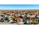 Wide aerial showcasing the home and surrounding neighborhood at 449 Meadow View Pkwy, Erie, CO 80516