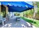 Covered patio area with large table and chairs, and grassy area at 6 Ivy Ln, Denver, CO 80220