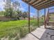 Covered patio area overlooking a spacious backyard with mature trees and landscaping at 1488 W 102Nd Ave, Northglenn, CO 80260