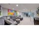 Finished basement has spacious lounge area with ample seating and a TV at 2353 S Jamaica St, Aurora, CO 80014