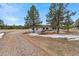 Gravel driveway leading to a beautifully renovated home with fresh exterior paint and landscaping at 11840 Elkhorn Dr, Franktown, CO 80116