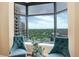 Bright sunny room featuring seating area with expansive views from the floor-to-ceiling bay window at 8100 E Union Ave # 1502, Denver, CO 80237