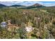 From above, the house appears to be integrated within the trees, harmonizing with its lush natural setting at 10893 Milliken Ave, Conifer, CO 80433