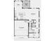 Main floorplan featuring garage, kitchen, dining area, great room, entry, powder room, and porch at 39743 Penn Rd, Elizabeth, CO 80107