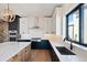 Modern kitchen featuring two-tone cabinets, stainless steel appliances, and a large center island at 5741 Doc Bar Circle, Larkspur, CO 80118