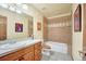 Basement bathroom with tub and double vanity at 1585 Old Antlers, Monument, CO 80132