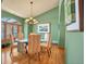 Bright dining room with a glass-top table and hardwood floors at 1585 Old Antlers, Monument, CO 80132