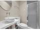 A bathroom that features a toilet, a sink and a shower at 2308 Hearth Dr # 28, Evergreen, CO 80439