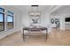Open dining room with modern chandelier, large window with great view, and modern design at 8700 Lost Lake Dr, Franktown, CO 80116