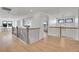Spacious hallway with hardwood floors, modern railing, and bright natural light at 8700 Lost Lake Dr, Franktown, CO 80116