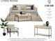 Home staged living room with sofa, table, accent chair and console table at 11813 Bellaire Cir, Thornton, CO 80233