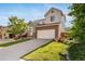 Two-story home with a two-car garage, driveway, landscaped yard and beautiful curb appeal at 14035 Touchstone St, Parker, CO 80134