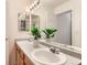Bright bathroom with double sinks, large vanity mirror, and potted plants for a fresh ambiance at 1601 Great Western Dr # D3, Longmont, CO 80501