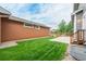 Landscaped backyard featuring a grassy area and patio at 16911 Buffalo Valley Path, Monument, CO 80132