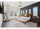Stylish bedroom with dark accent wall, modern decor, and abundant natural light at 10929 Endeavor Dr, Parker, CO 80134
