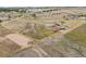 Aerial view shows property lot lines with land and neighborhood at 40192 Margaret Dr, Elizabeth, CO 80107