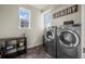 Convenient laundry room with washer, dryer, and shelving at 1867 W 137Th Ln, Broomfield, CO 80023