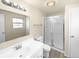 Clean bathroom, featuring a shower and updated vanity at 10547 Pompey Way, Northglenn, CO 80234
