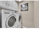 Laundry room with washer and dryer and upper cabinets for storage at 25741 E Kettle Cir, Aurora, CO 80016