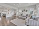 Open-concept living room and kitchen features a large sectional sofa and modern kitchen island at 10095 S Shadow Hill Dr, Lone Tree, CO 80124