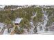 Aerial view of a house with a detached garage, surrounded by trees at 723 Eaton Rd, Palmer Lake, CO 80133