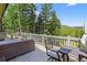 Spacious deck area with patio furniture, offering scenic views of the forest and mountains at 8340 London Ln, Conifer, CO 80433